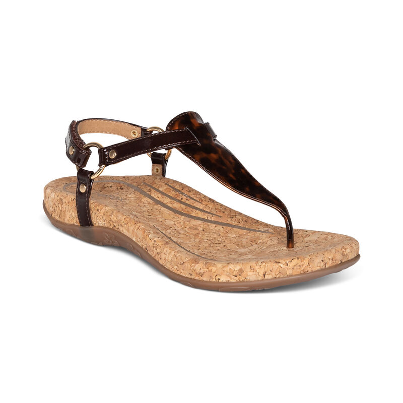 Aetrex Womens Emilia Slingback Thong Sandals Tortoise - vYRNelVzZ